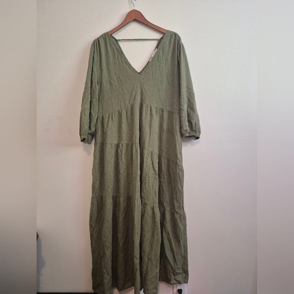 Zara Dresses & Skirts - Zara Olive Green V-Neck Dress